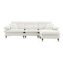 L Shaped Convertible Sectional Sofa 4 Seat Tufted Couch Set With Two Tone Adjust Legs Cloud Movable Ottoman
