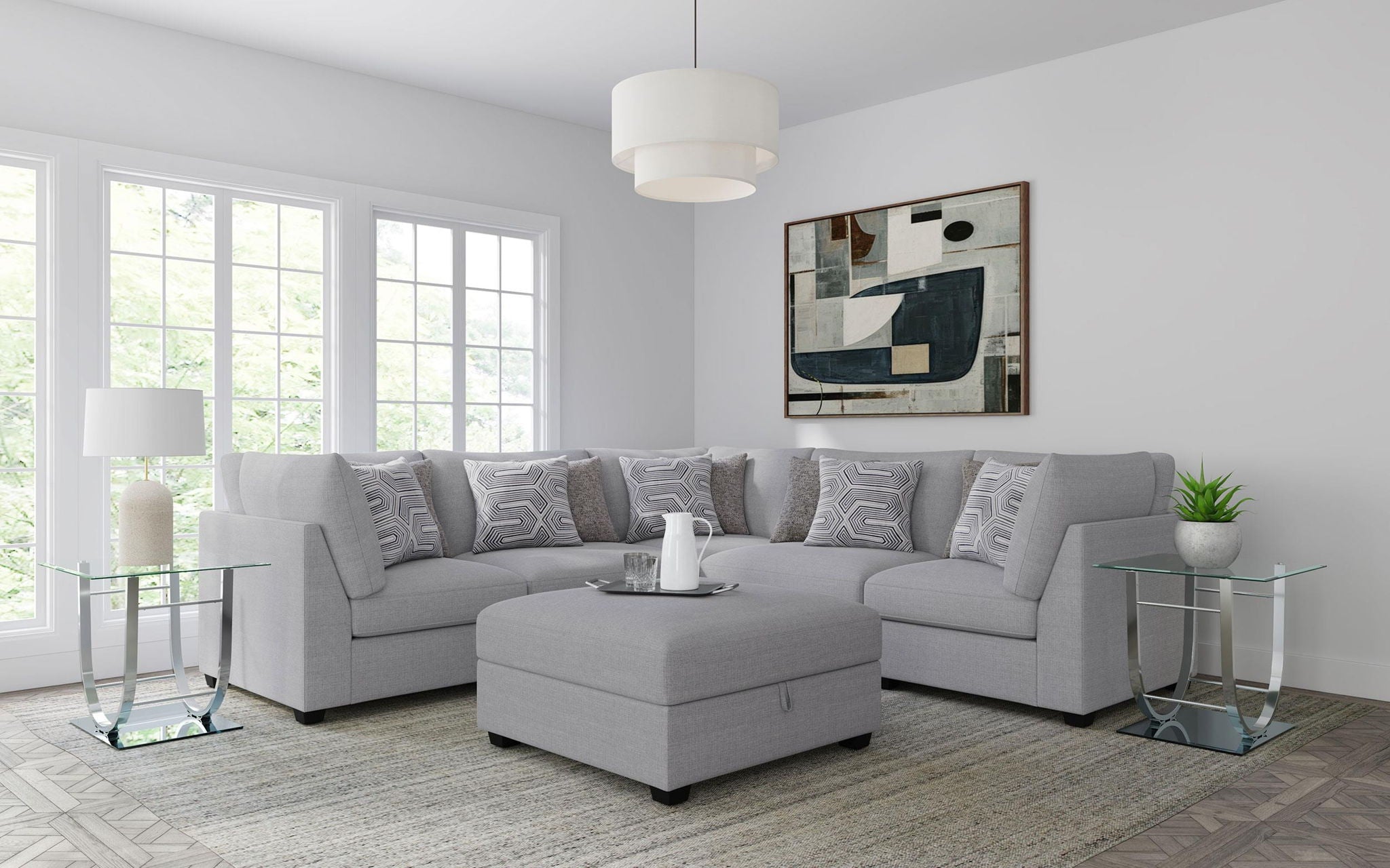 Cambria 6-piece Upholstered Modular Sectional Sofa Grey