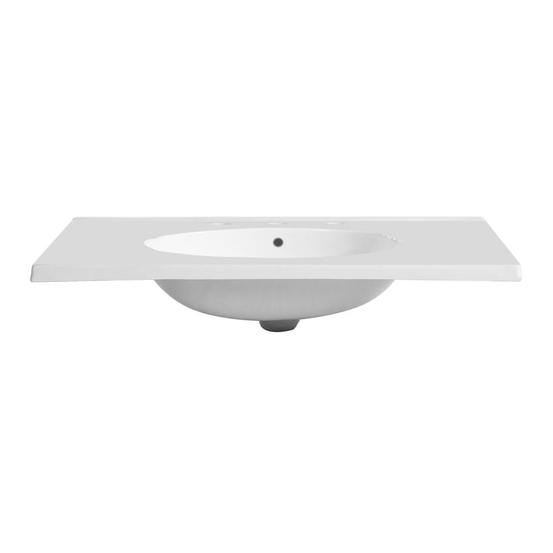 Bathroom Vanity With Seashell Resin Sink, Flip Up Storage, Soft Close Doors - Brown