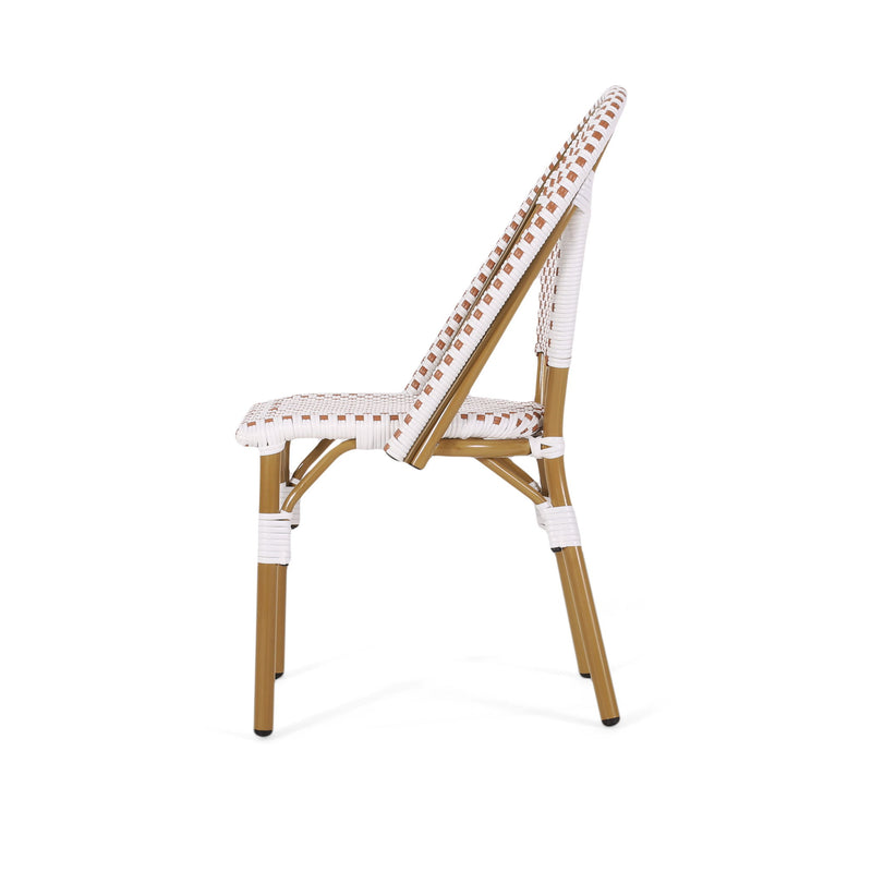 Outdoor Rattan And Aluminum French Bistro Chairs Set