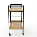 Modern Industrial Bar Cart With Shelving And Casters