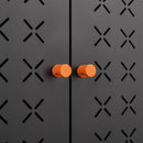 Grid Double Door Shoe Cabinet With Adjustable Compartments And Moisture-Proof Design In White Metal