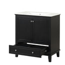 30" Bathroom Vanity With Sink Combo, Multi Functional Bathroom Cabinet With Doors And Drawer - Black