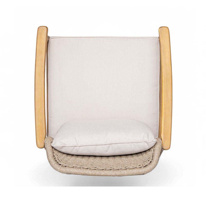 2 Piece Outdoor Acacia Wood Patio Club Chair, Patio Furniture Arm Chair With Woven Rope Backrest, Deep Seating For Porch - Light Teak / Beige