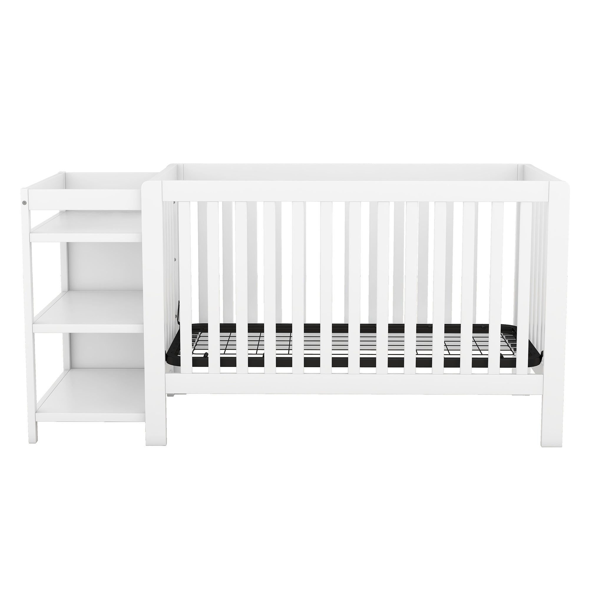 Convertible Crib/Full Size Bed with Changing Table, White - Atlantic Fine Furniture Melbourne FL