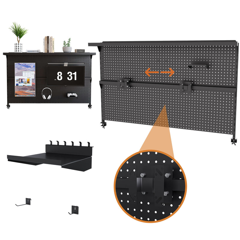 Clamp On Desk Pegboard With Single Monitor Stand
