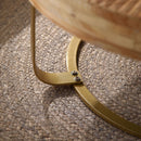 Modern Round Coffee Table With Wooden Carving Pattern