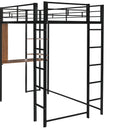 Twin Metal Loft Bed with 2 Shelves and one Desk ,BLACK(Old SKU: MF281206AAB)