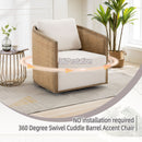 Barrel, Comfy Round Accent Sofa Chair With 360 Degree Swivel, Leisure Arm
