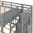 Multifunctional Triple Bunk Bed With Drawers And Guardrails