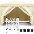 10'X10' Folding Canopy With 4 Removable Sidewalls Outdoor Event Shelter UPF 50+ Gazebo Portable Tents For Parties Beach Camping Wedding Ez Pop Up Canopy 4 Pieces Weight Bag + Carry Bag