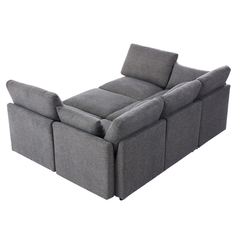 Sectional Sofa Modular Sofa U - Shaped Sofa Couch Sofa Bed L - Shaped Sofa With A Movable Ottoman And Two USB Ports For Living Room