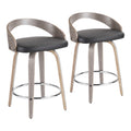 Grotto - Contemporary Fixed Height Counter Stool & Swivel With Round Footrest (Set of 2)