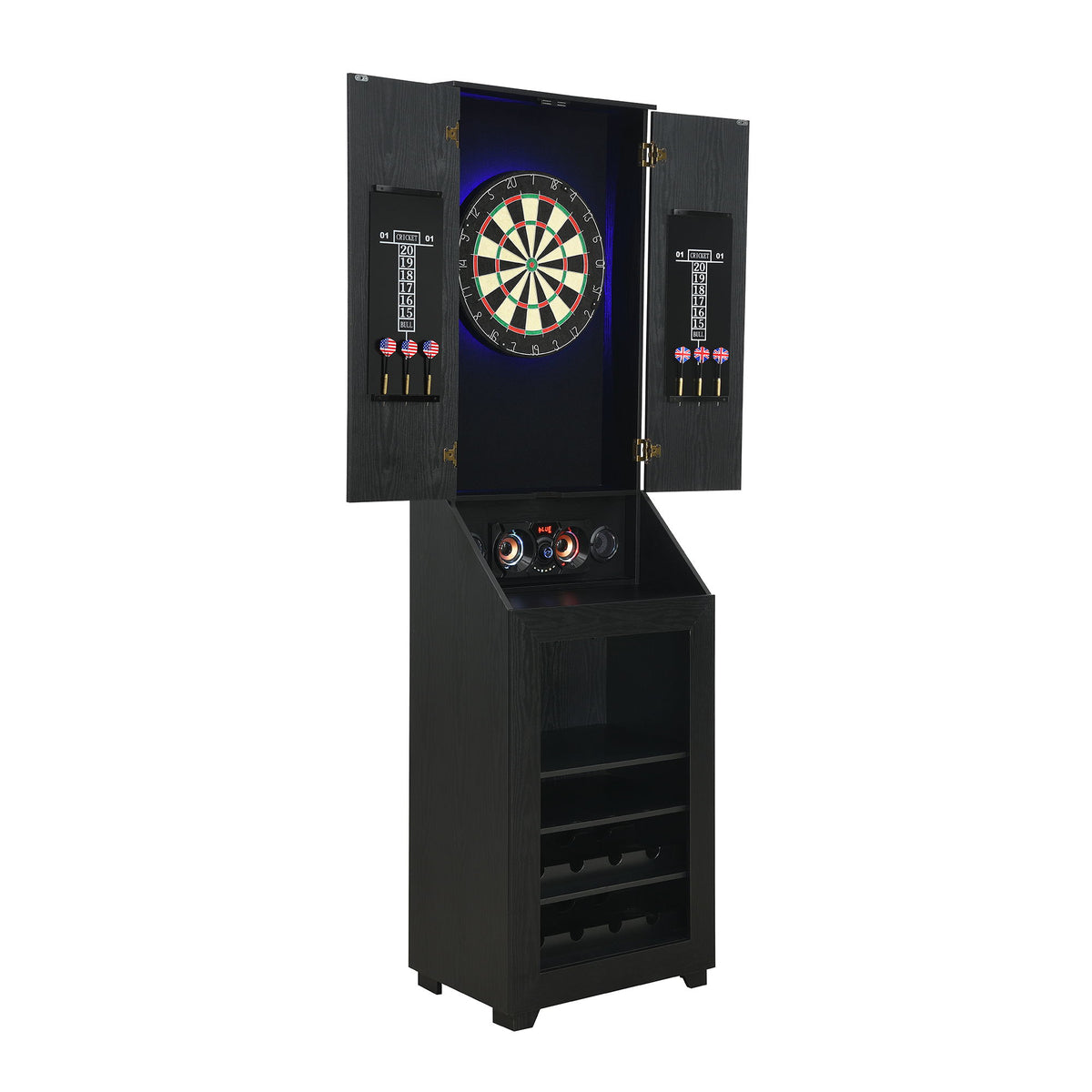 Hurricanes Dartboard Cabinet With Speaker And LED in Black by Elements International, view 7