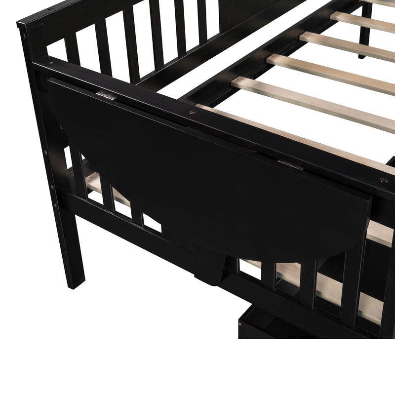 Twin size Daybed with Two Drawers, Wood Slat Support, Espresso