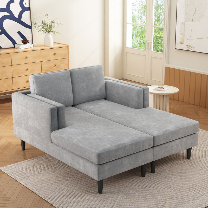 Modern Chaise Lounge With Dual Layer Armrests