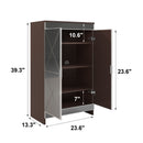 Elegant Decor Mirrored Shoe Cabinet With Edging Double Door Storage Cabinets Glass - Brown / Silver / Gray
