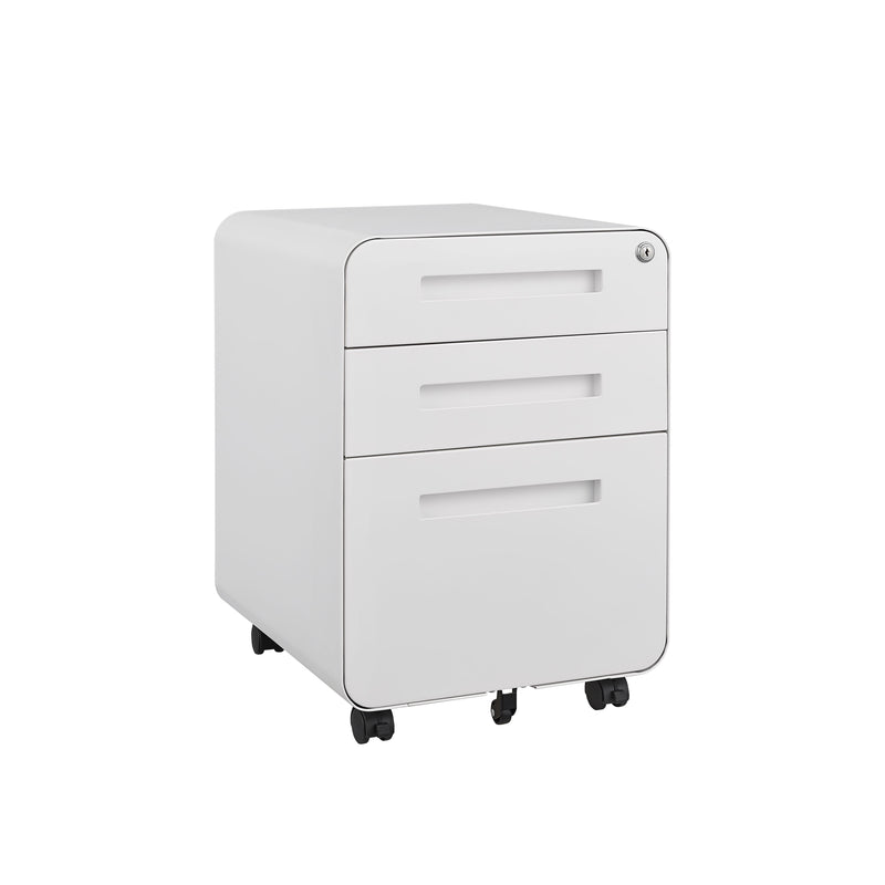 3 Drawer Mobile File Cabinet Under Desk Office, Simple Style Versatile Storage Cabinet For Legal / Letter / A4 Files, 5 Wheel Design Anti-Tilting Cold Rolled Steel Waterproof Moisture-Proof