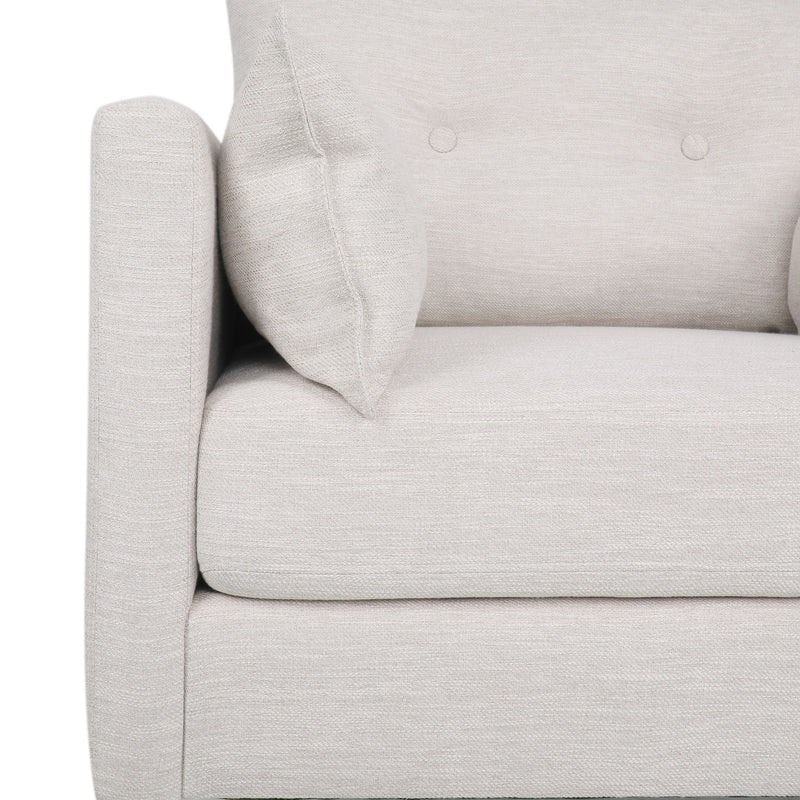 Contemporary Fabric Club Chair With Birch Wood Legs - Beige
