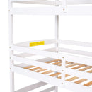 Twin Size Triple Bunk Bed With Storage Staircase, Separate Design - White