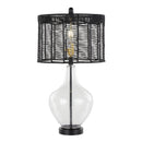 Jenna - Contemporary Table Lamp (Set of 2) - Clear Seeded / Matte Black / Matte Black