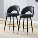 Modern Upholstered 360° Rotatable Bar Chair With Metal Legs For Dining Room (Set of 2)