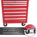 Red 7 Drawer Metal Rolling Tool Chest With Locking System And Wheels, Steel Construction - Red