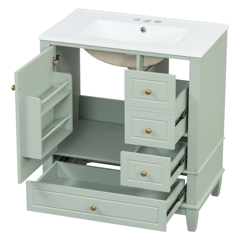 Freestanding Bathroom Vanity With Sink, Soft Close Door, 3 Drawers