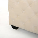 Modern Glam Ottoman With Velvet Upholstery And Button Tufted Design - Ivory