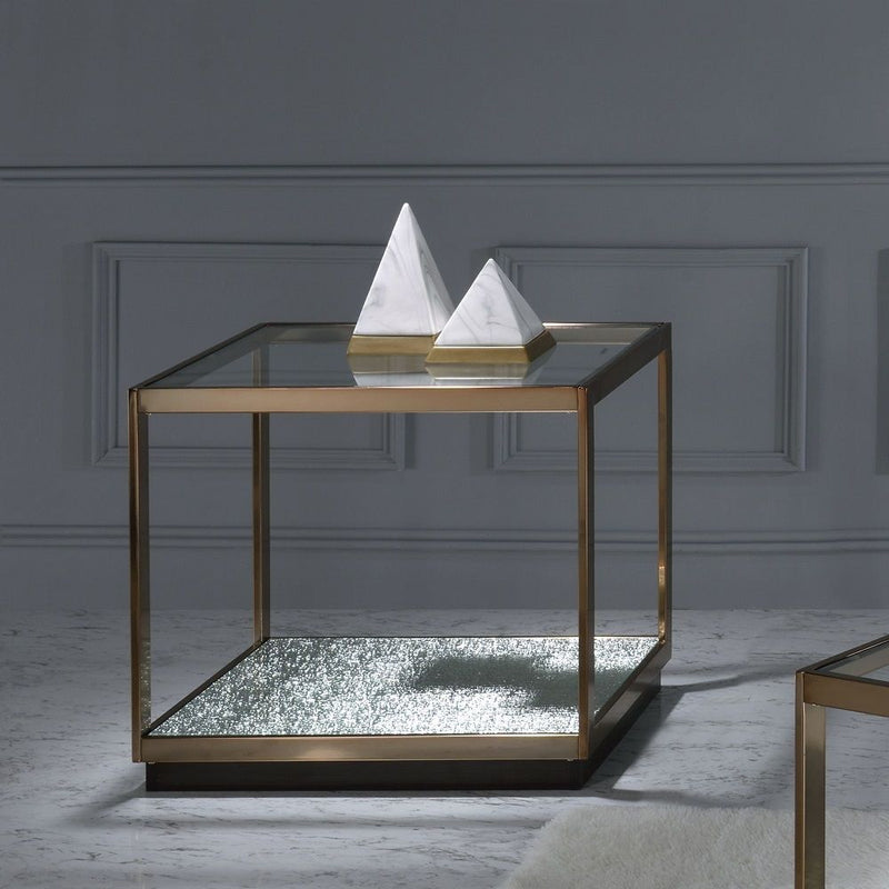 Kaia - End Table - Glass & Gold