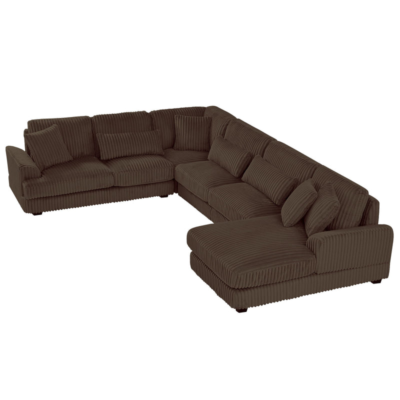 Oversized Sectional Sofa U - Shaped Sofa Couch Modern Sofa Upholstered In Soft Corduroy With A Chaise Lounge For Living Room