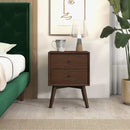 Caroline - Mid-Century Modern Style White Night Stand 2 Drawer