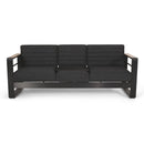 Giovanna - 3 Seater Sofa With Aluminum Frame And Water Repellence Cushions - Black