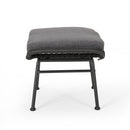 Outdoor Modern Boho Wicker Ottoman With Cushions (Set of 2)