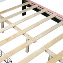 Full Size Princess Bed With Crown Headboard and 2 Drawers, Full size Platform Bed with Headboard and Footboard,White+Pink