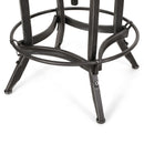 Industrial Firwood Adjustable Height Swivel Barstools (Set of 2) Metal & Wood - Natural / Pewter