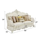 Adara - Sofa - White PU & Antique White Finish - Atlantic Fine Furniture Inc
