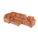 Contemporary L Shaped Convertible Sofa Bed With Pull Out Bed, Cup Holders, And Storage