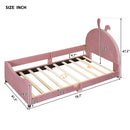 Twin Size Upholstered Daybed with Rabbit Ear Shaped Headboard, Pink
