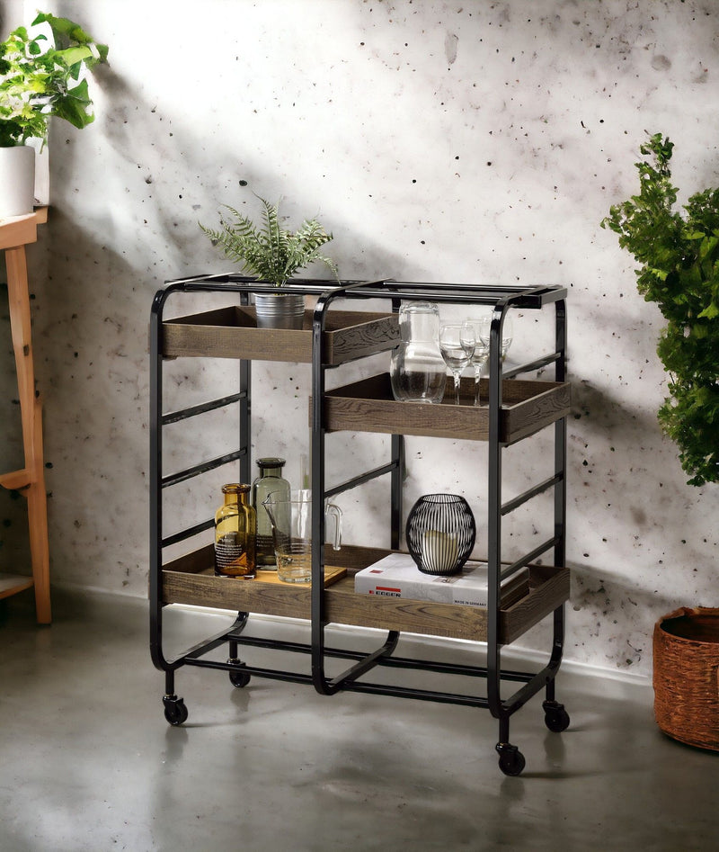 Vorrik - Serving Cart - Black / Walnut