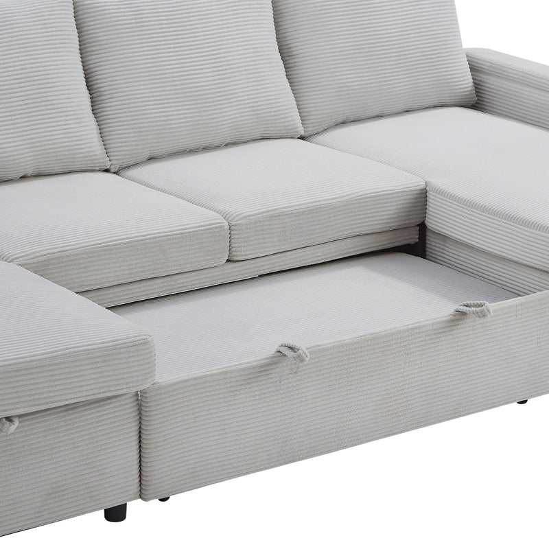 U Shaped Sectional Sofa Bed With Storage Chaise Lounges, USB Ports, And Cup Holders