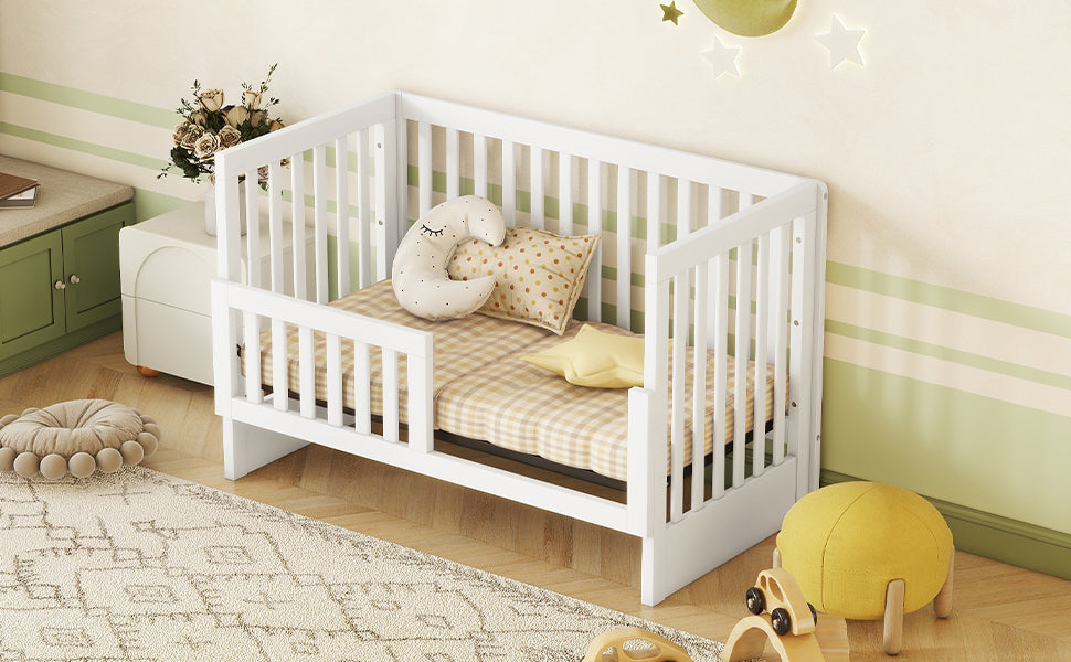 Convertible Crib/Full Size Bed with Changing Table, White - Atlantic Fine Furniture Melbourne FL