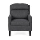 Contemporary Club Chair With Upholstered Fabric And Rubberwood Legs