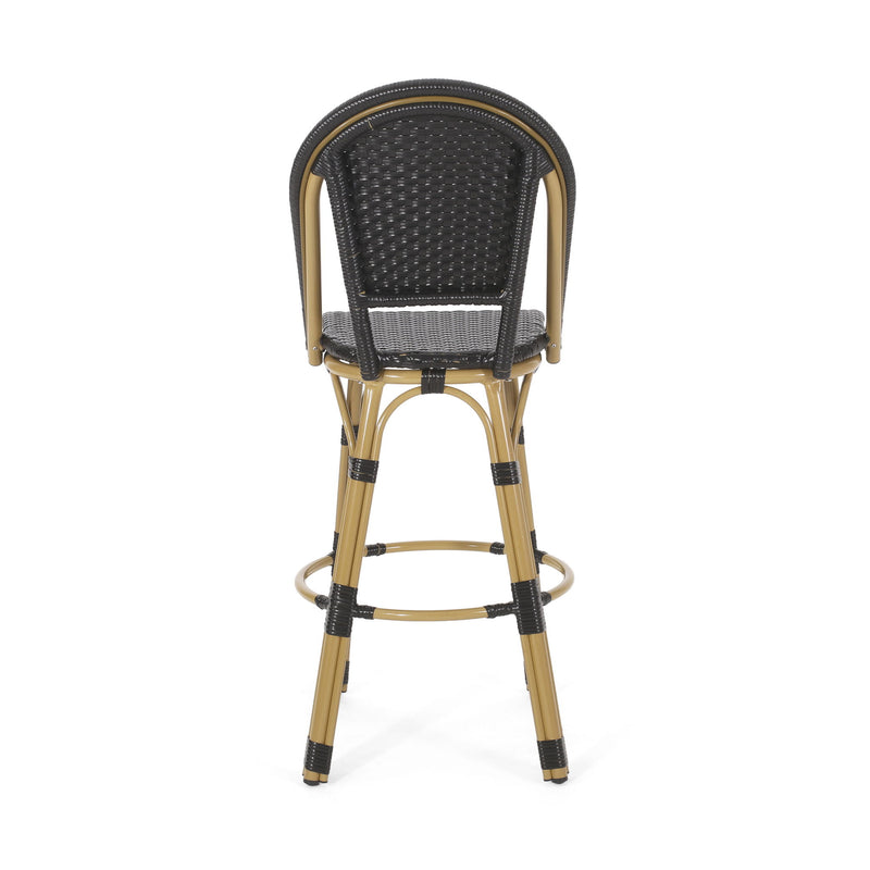 Outdoor Rattan And Aluminum French Barstools (Set of 2)