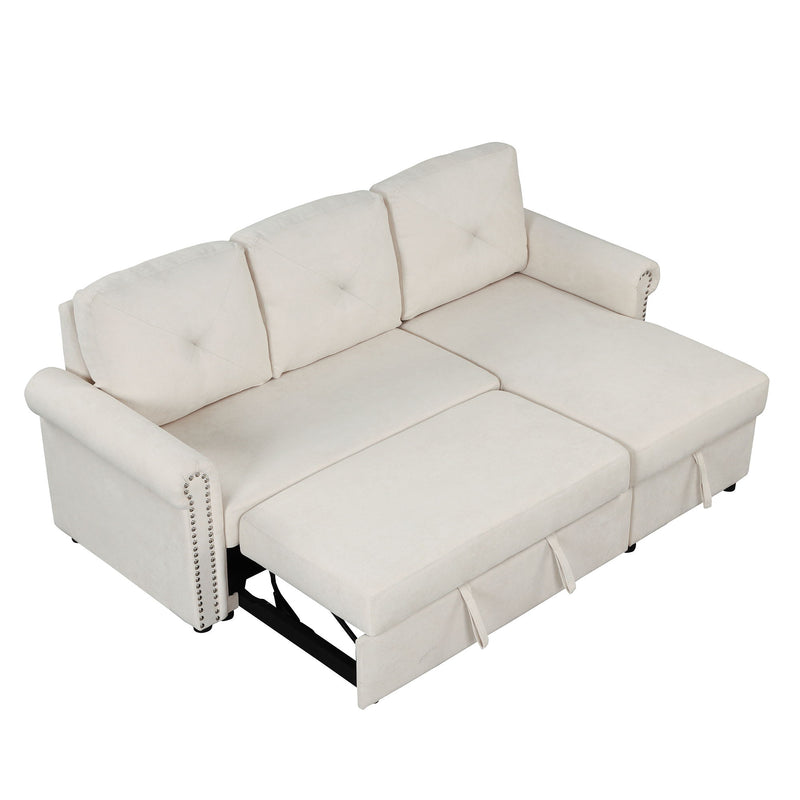 Modern Convertible Sleeper Sofa Bed With Storage Chaise