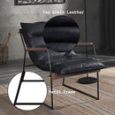 Luberzo - Accent Chair - Distress Espresso Top Grain Leather & Matt Iron Finish - Atlantic Fine Furniture Inc