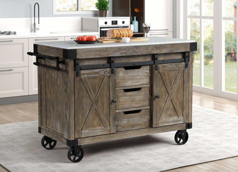 Alforvott - Weathered Kitchen Island - Gray / Marble