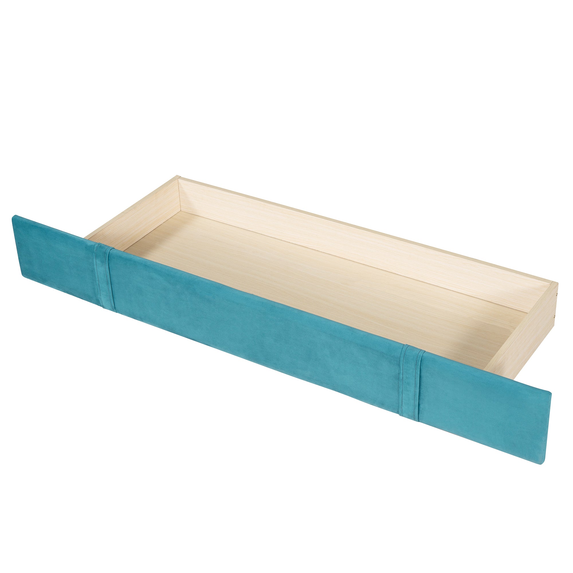 Queen Size Storage Bed Velvet Upholstered Platform Bed with Wingback Headboard and a Big Drawer (Blue) - Atlantic Fine Furniture Melbourne FL