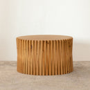 Cylindrical Coffee Table With Vertical Texture Relief
