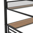 Full Size Loft Bed Frame With Storage Shelf And LED Light - Black